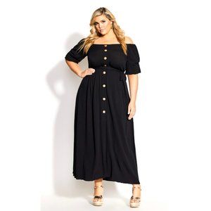 NWT City Chic Maxi Tropical Tie Black L = 20 = 2X